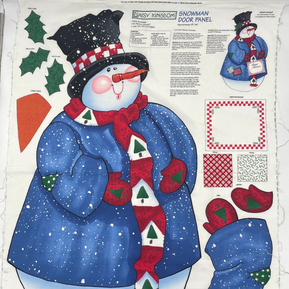 Daisy‎ Kingdom Christmas Door Panel Cut and Sew Snowman Top Hat Wall Hanging Art